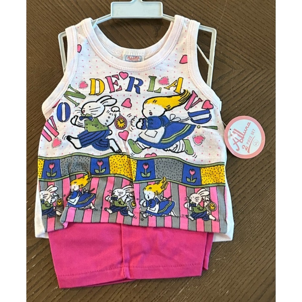 Vintage 80s/90s Allura Alice In Wonderland Rabbit 2-Piece‎ Outfit Size 12M NWT